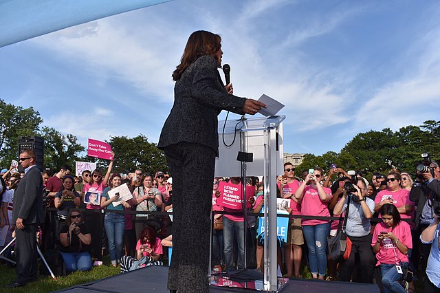 Kamala Harris giving a speech