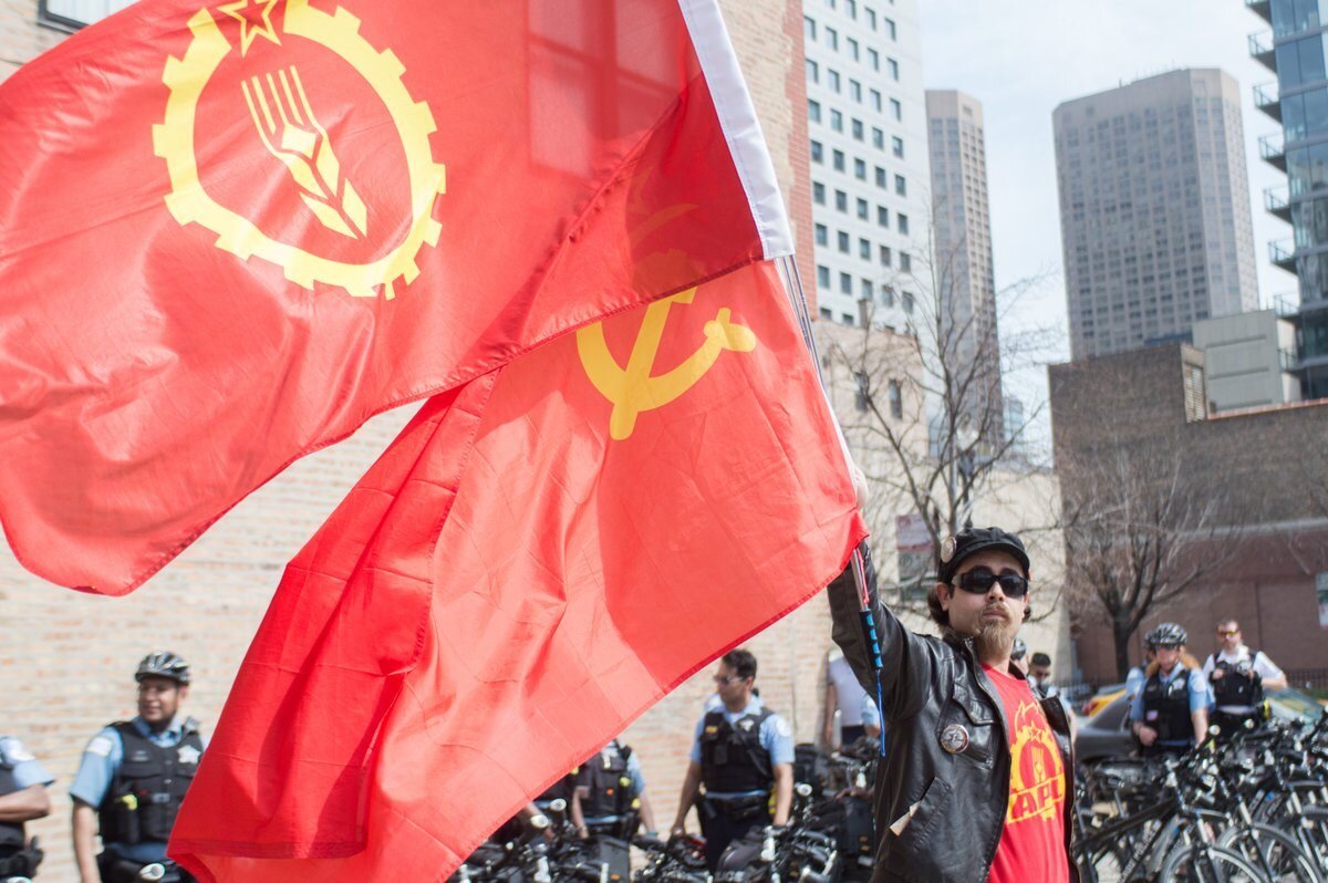 De American Party of Labor bij een protest. 